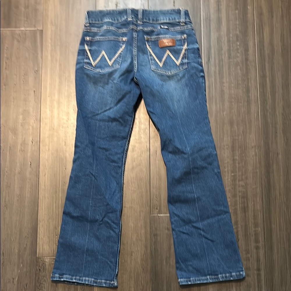 Wrangler Blue Boot Cut Jeans with Classic W Stitching